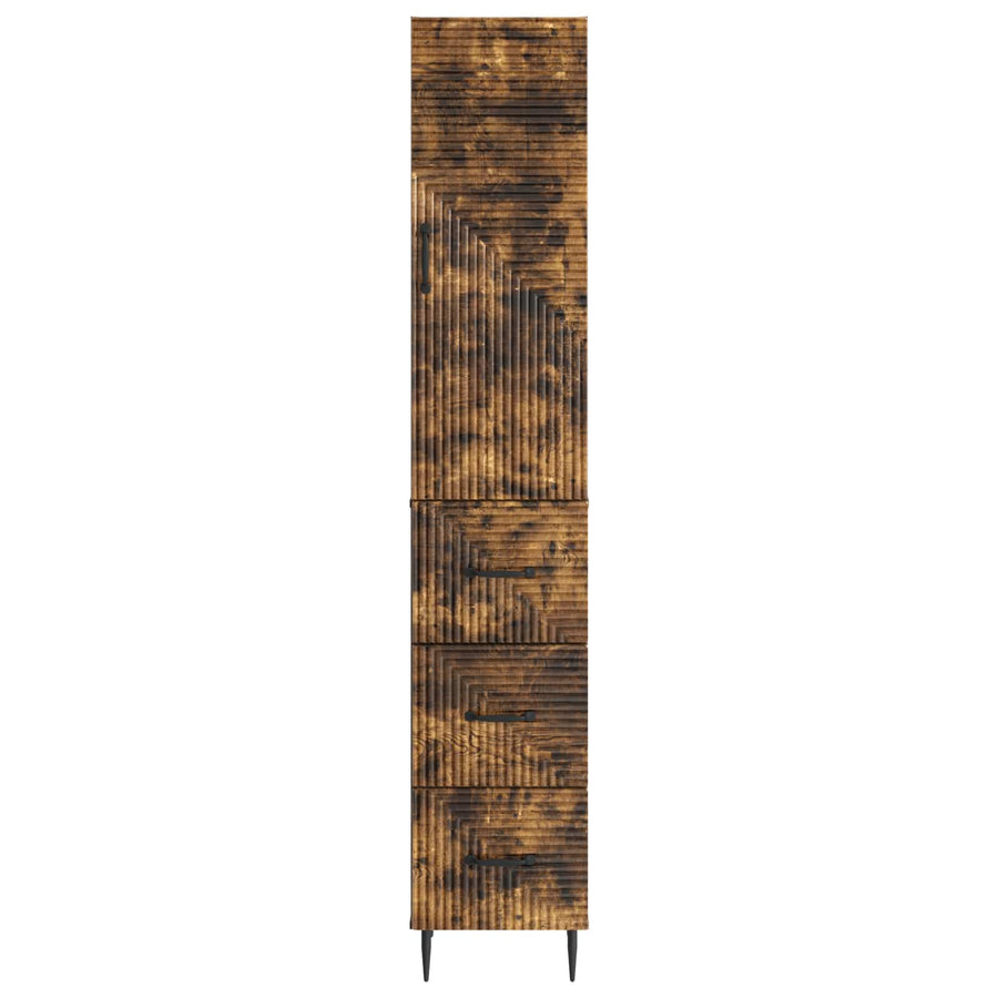 Kastenset 2 pcs Gerookt eiken 33 x 34,5 x 90 cm Bewerkt hout
