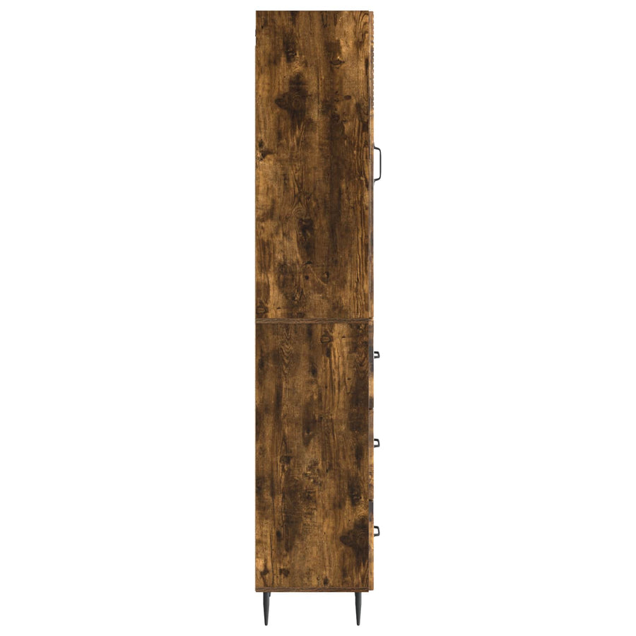 Kastenset 2 pcs Gerookt eiken 33 x 34,5 x 90 cm Bewerkt hout