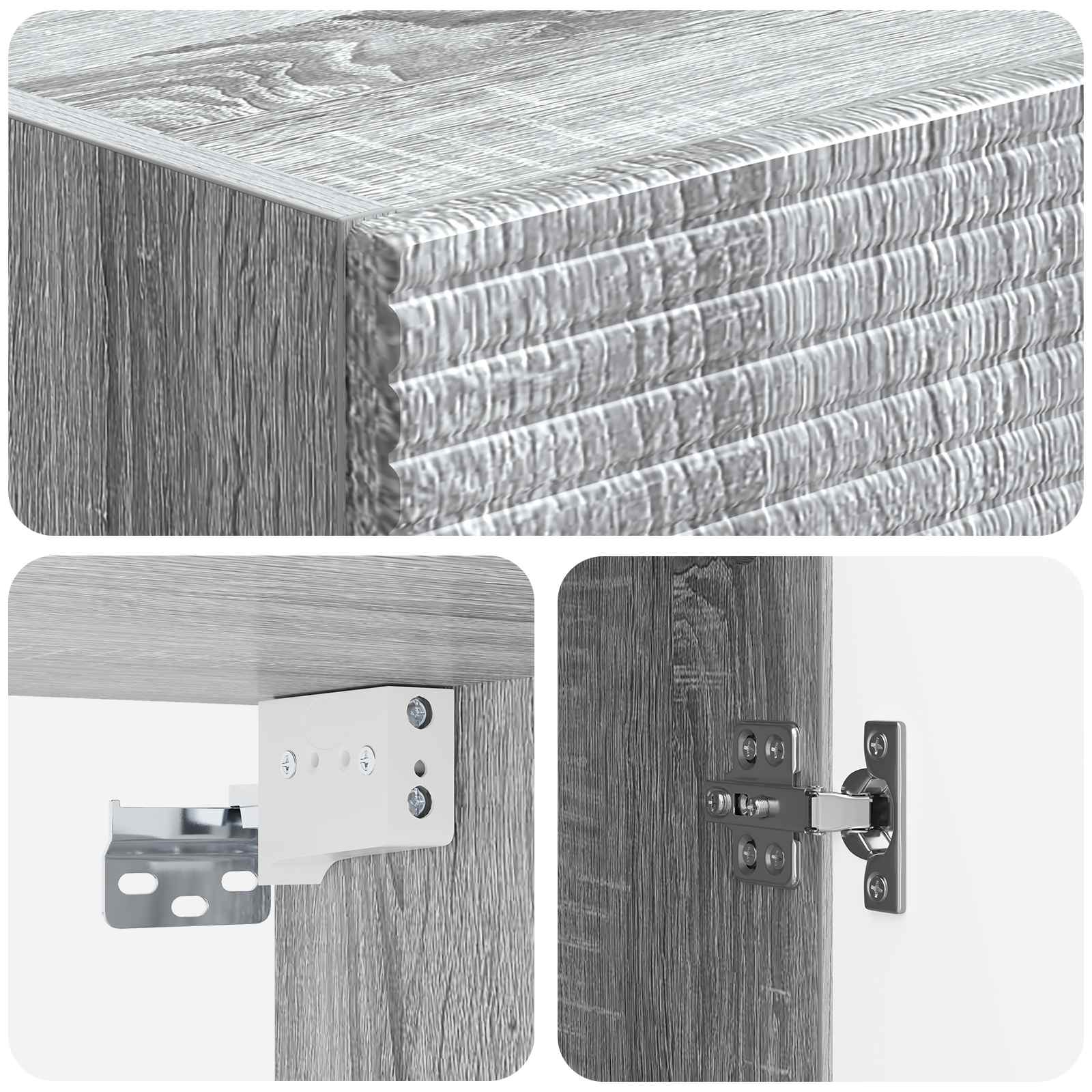Kastenset 2 pcs Grijs Sonoma 33 x 34,5 x 90 cm Bewerkt hout