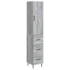 Kastenset 2 stuks grijs bewerkt hout 33x34.5x90 cm