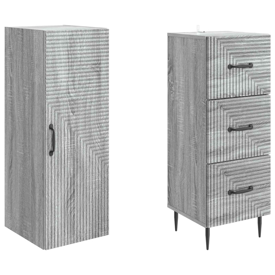 Kastenset 2 pcs Grijs Sonoma 33 x 34,5 x 90 cm Bewerkt hout