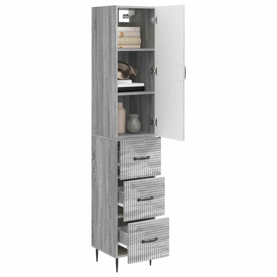 Kastenset 2 pcs Grijs Sonoma 33 x 34,5 x 90 cm Bewerkt hout
