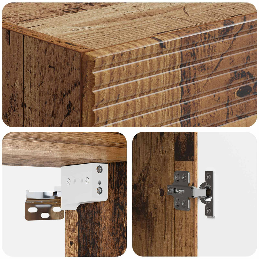 Kastenset 2 pcs Oud hout 33 x 34,5 x 90 cm Bewerkt hout