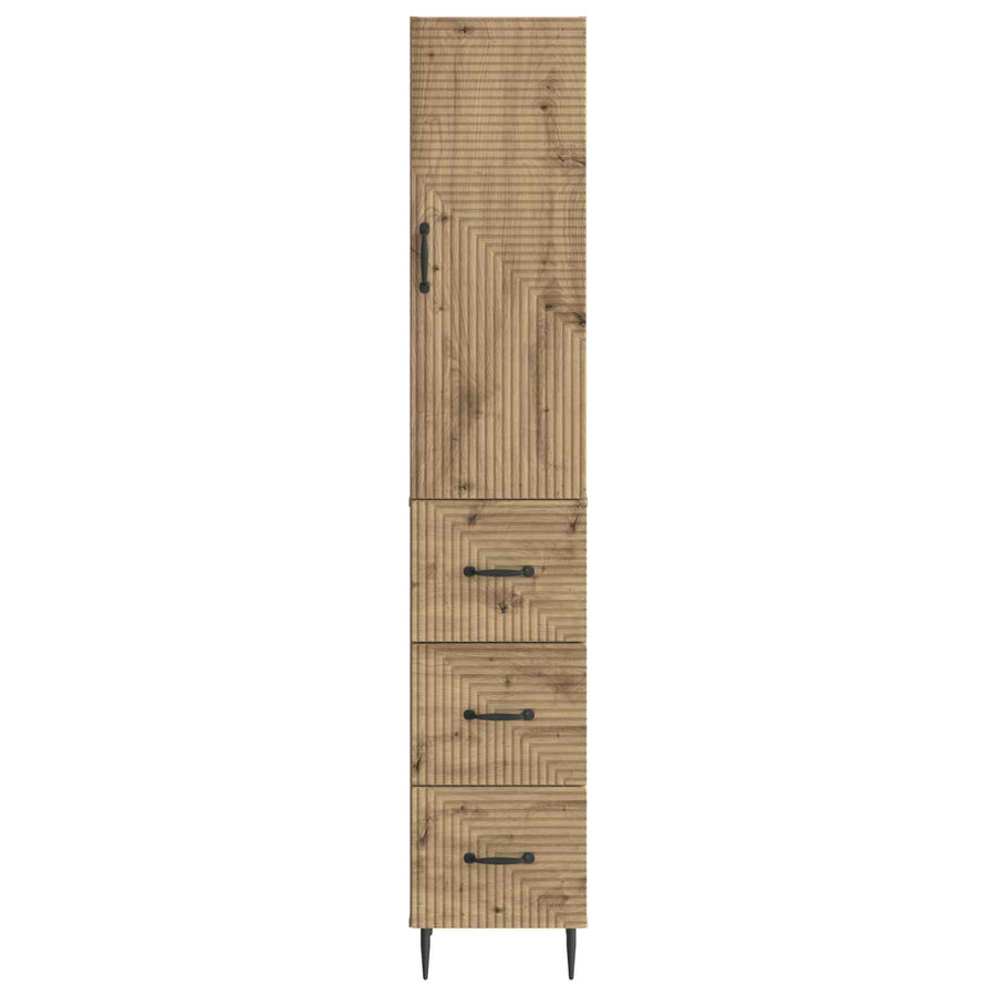 Kastenset 2 pcs Artisanaal eiken 33 x 34,5 x 90 cm Bewerkt hout