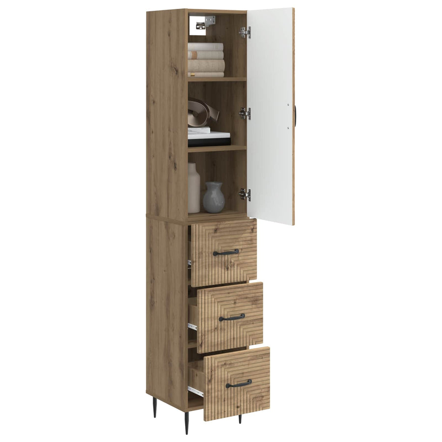 Kastenset 2 pcs Artisanaal eiken 33 x 34,5 x 90 cm Bewerkt hout