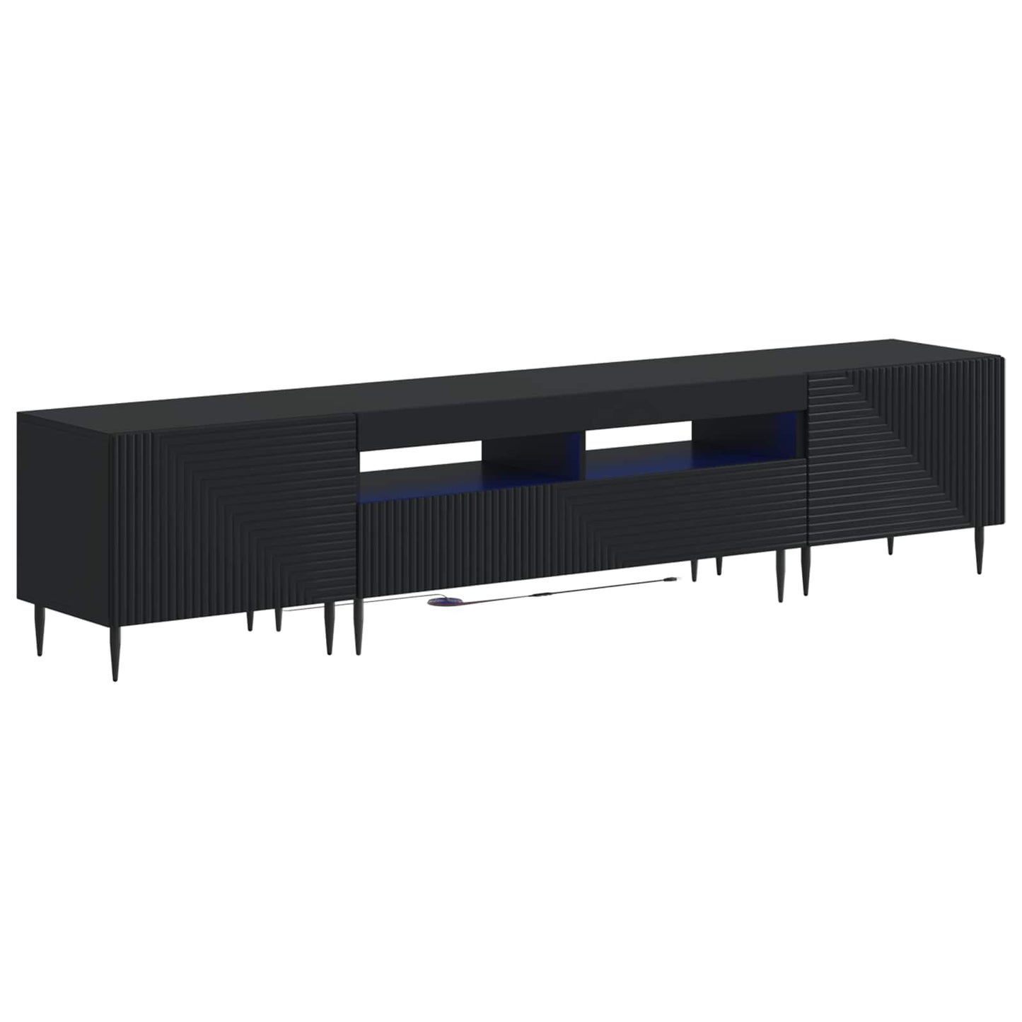 3-delige LED TV-kast Zwart Bewerkt hout