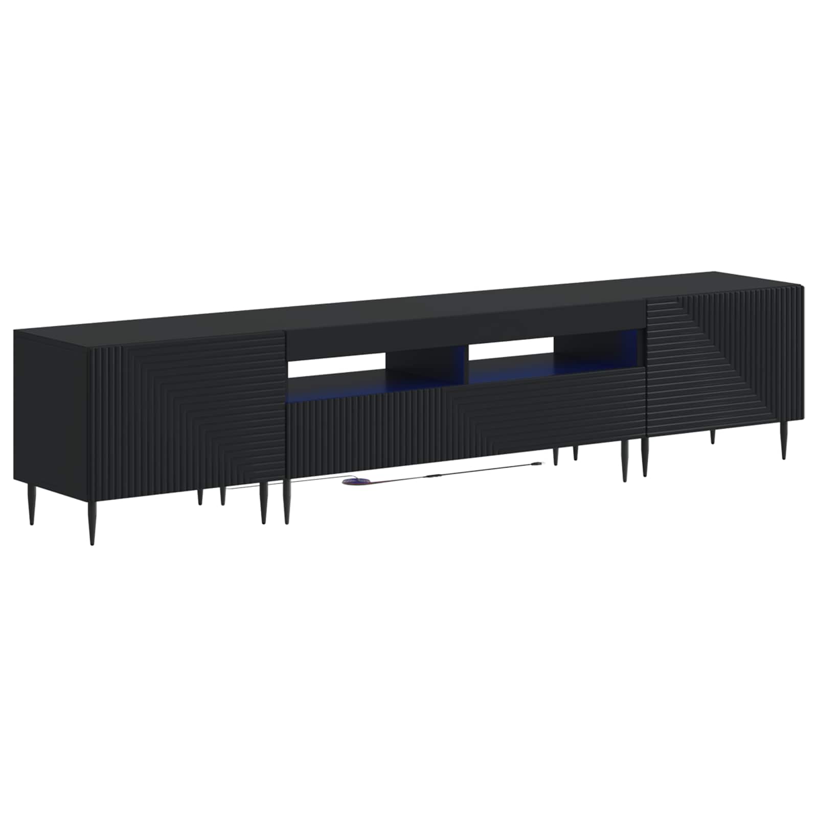 3-delige LED TV-kast Zwart Bewerkt hout
