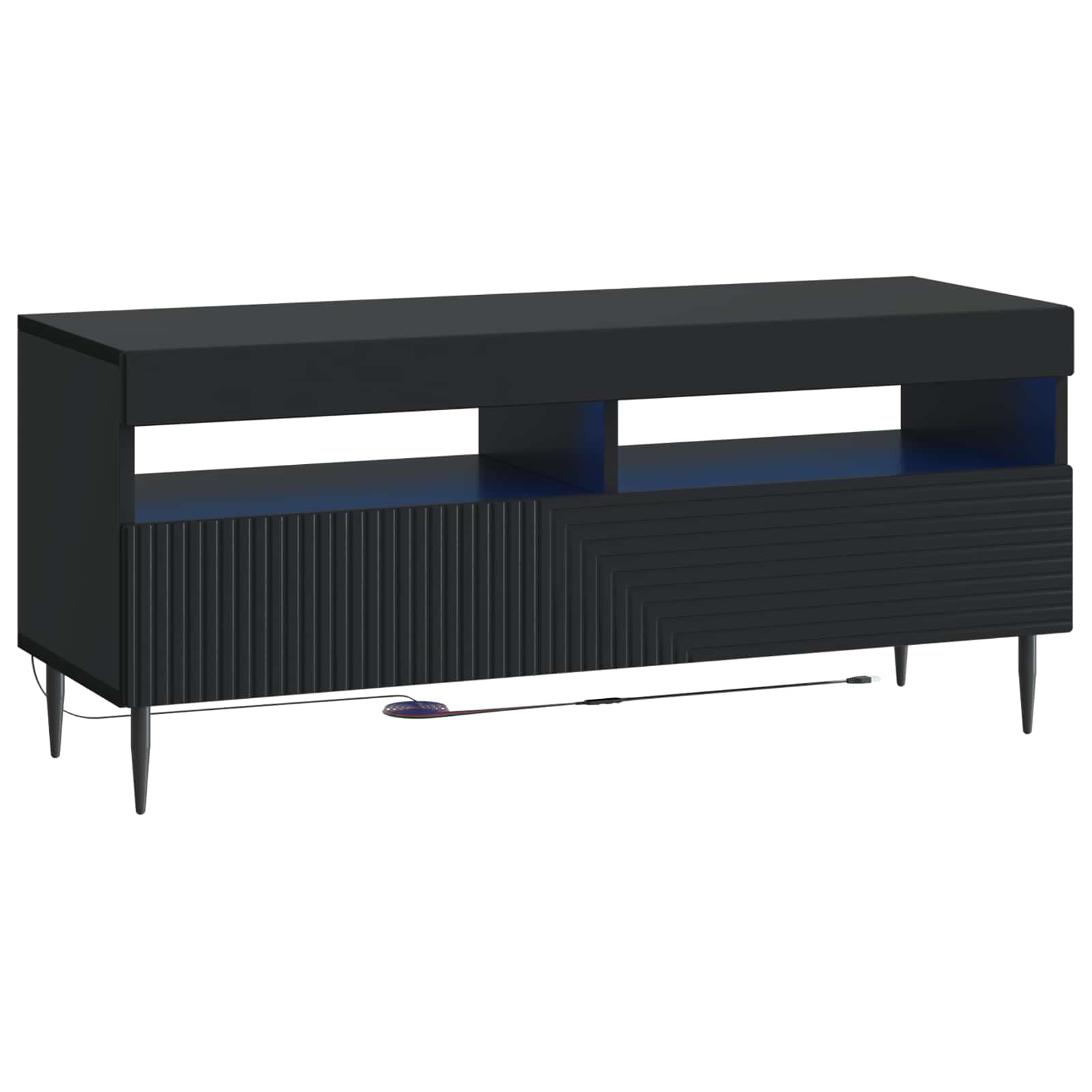 3-delige LED TV-kast Zwart Bewerkt hout