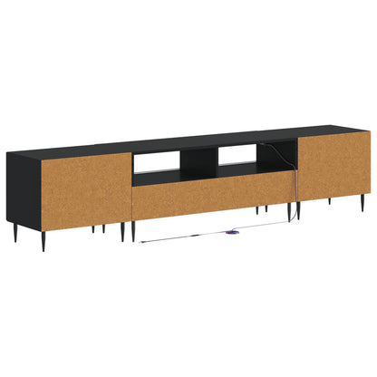 3-delige LED TV-kast Zwart Bewerkt hout