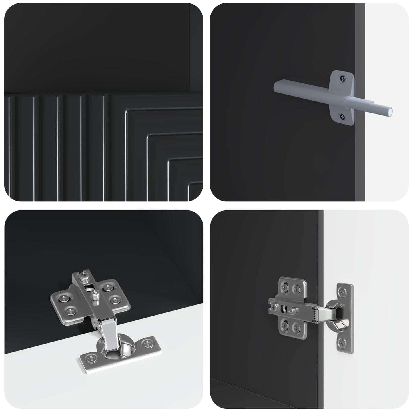 3-delige LED TV-kast Zwart Bewerkt hout