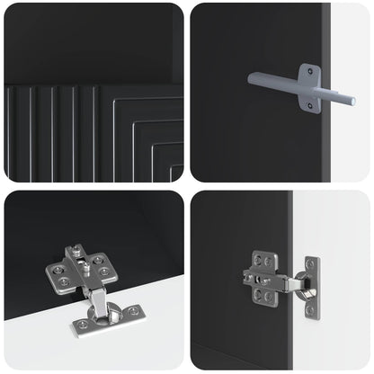 3-delige LED TV-kast Zwart Bewerkt hout
