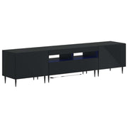 Tv-meubel 3-delig zwart bewerkt hout met led