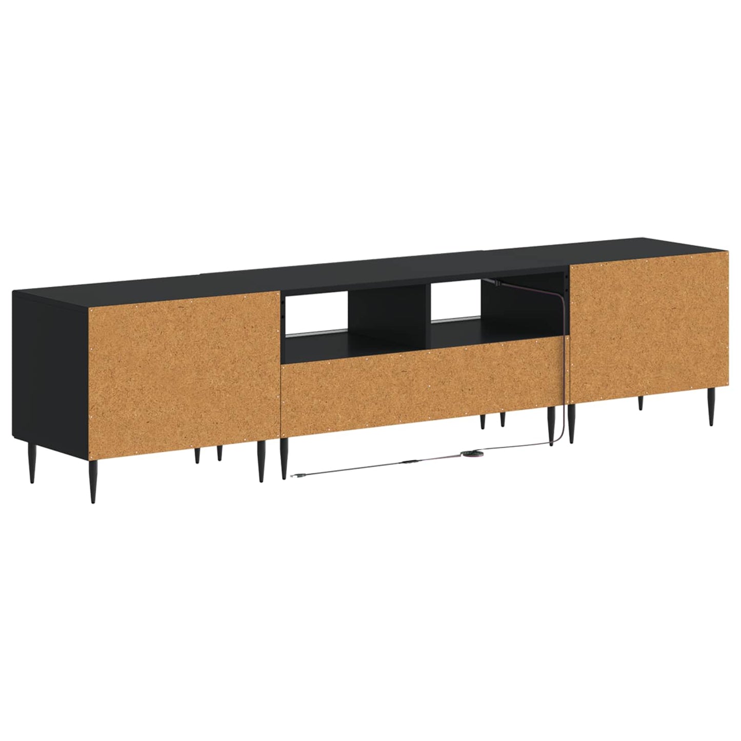 3-delige LED TV-kast Zwart Bewerkt hout