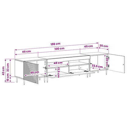 3-delige LED TV-kast Betongrijs Bewerkt hout
