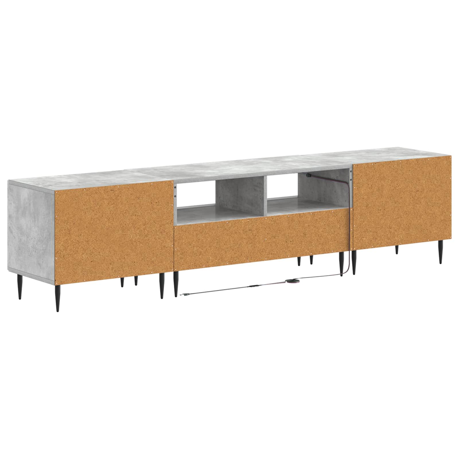 3-delige LED TV-kast Betongrijs Bewerkt hout
