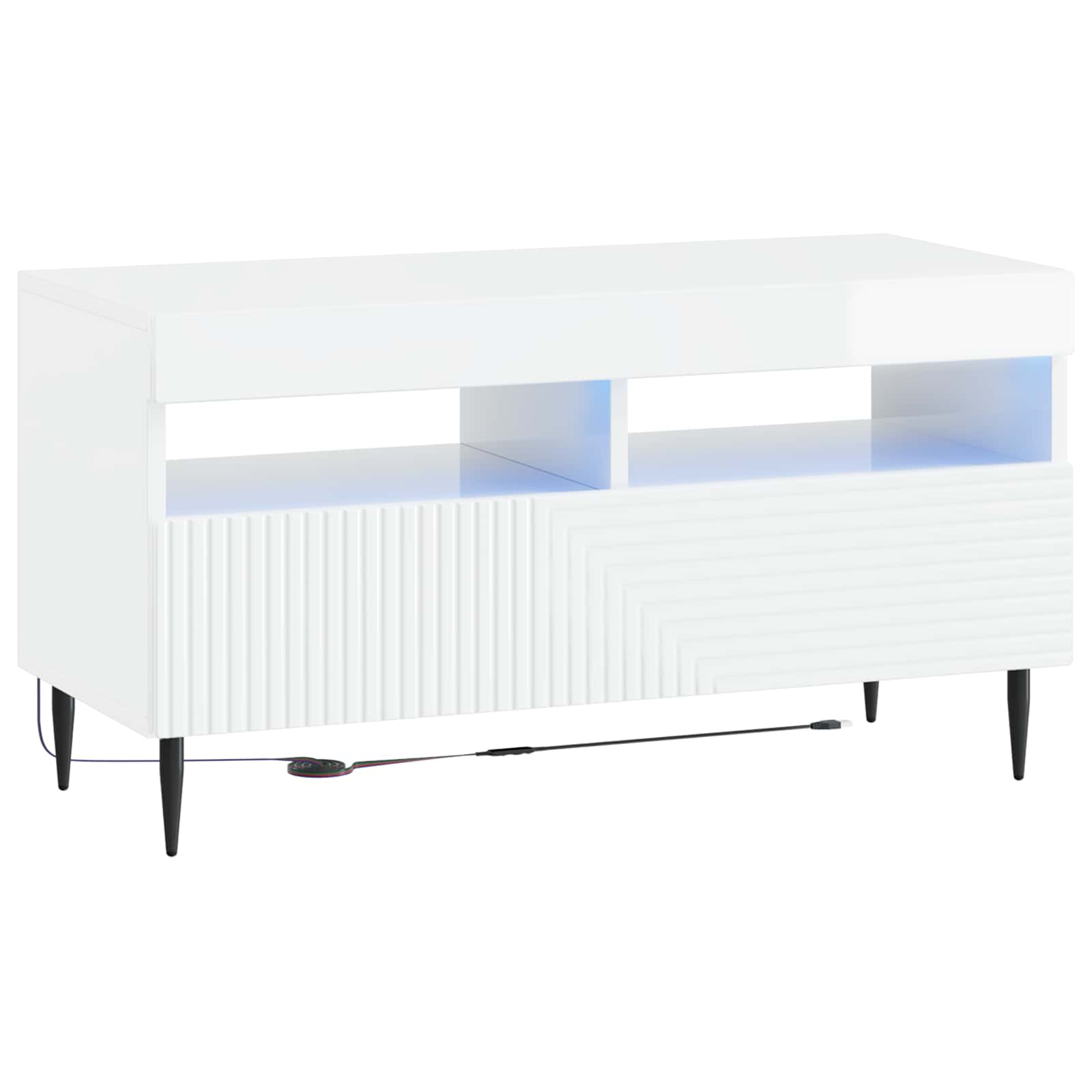 3-delige LED TV-kast Hoogglans Wit Bewerkt hout