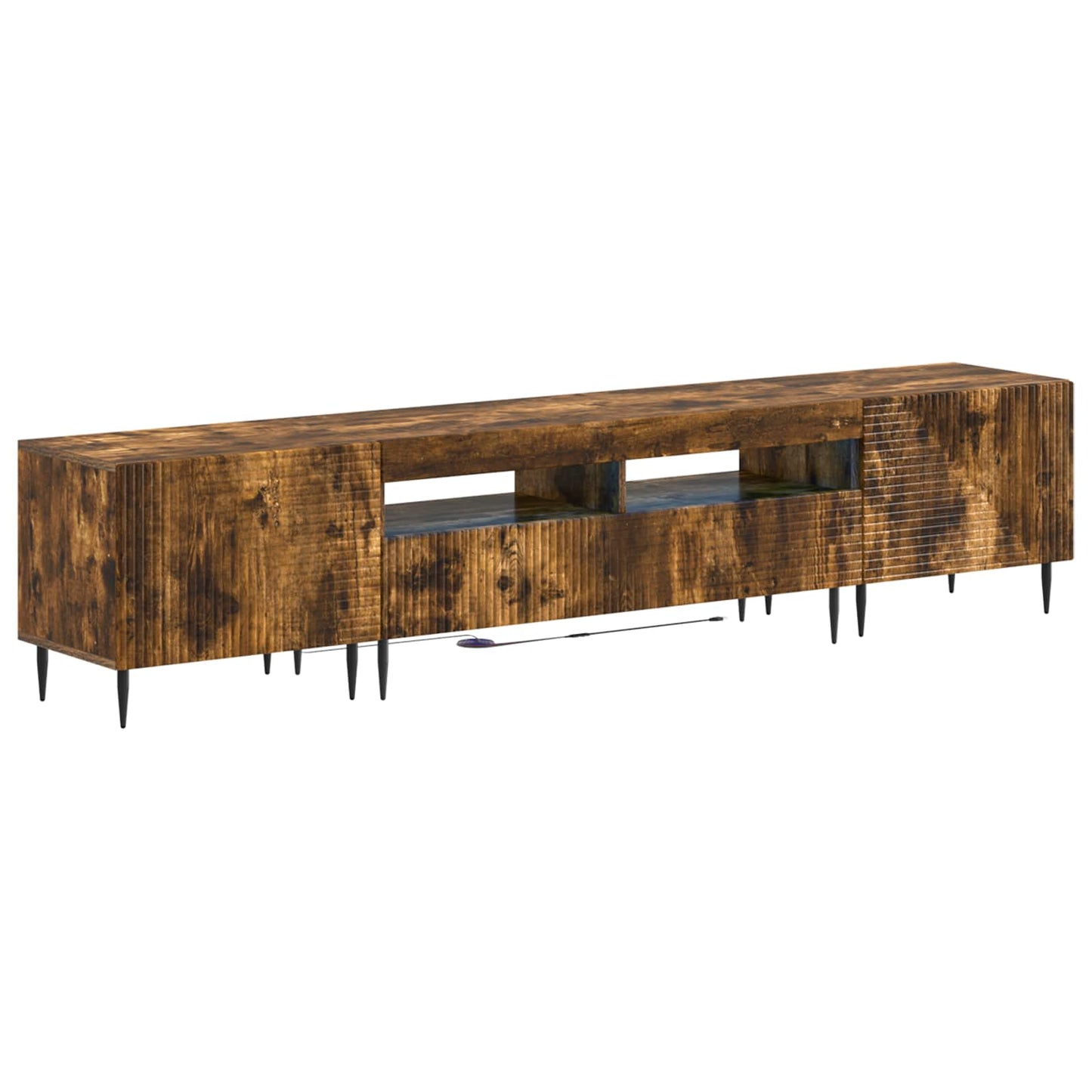 3-delige LED TV-kast Gerookt eiken Bewerkt hout