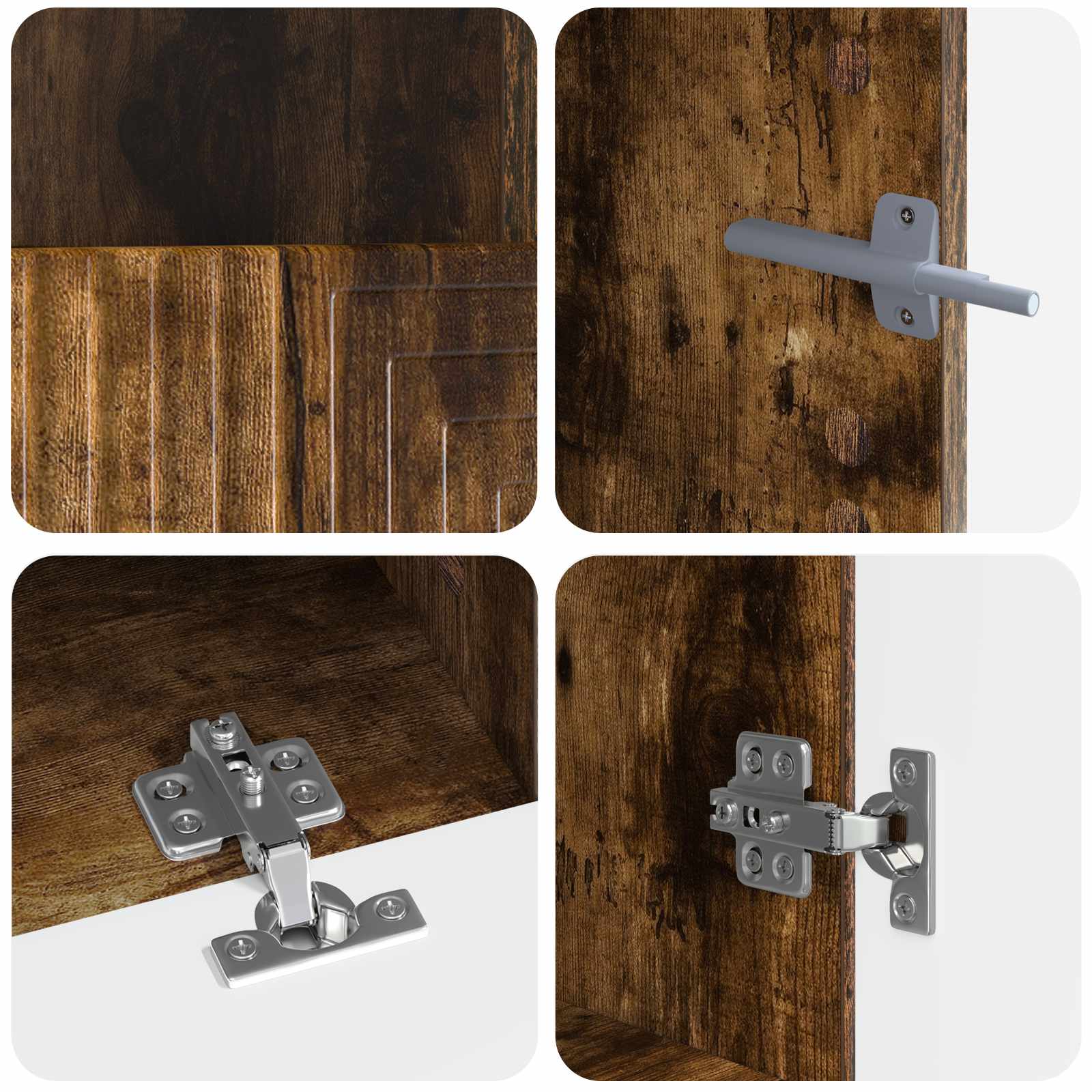 3-delige LED TV-kast Gerookt eiken Bewerkt hout