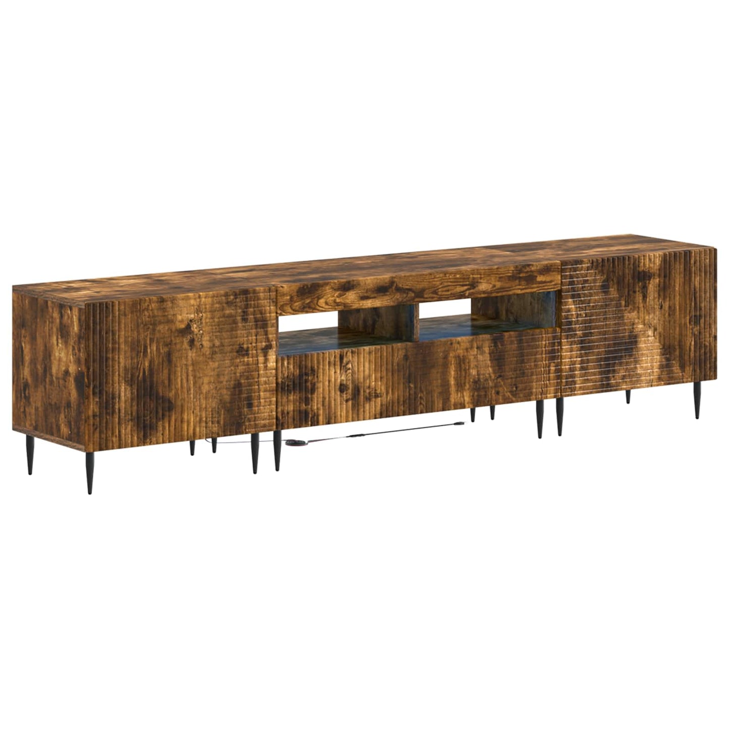 3-delige LED TV-kast Gerookt eiken Bewerkt hout