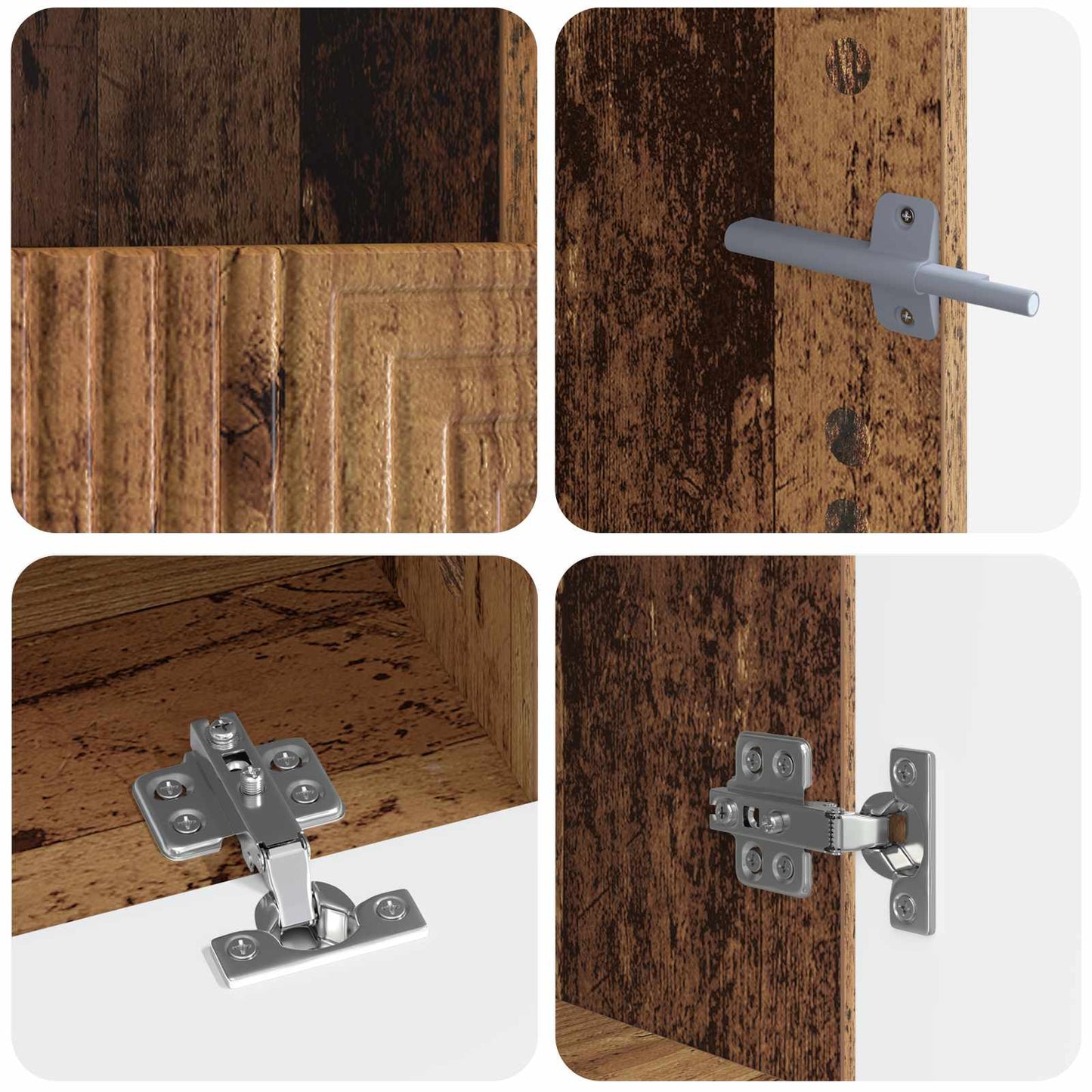 3-delige LED TV-kast Oud hout Bewerkt hout