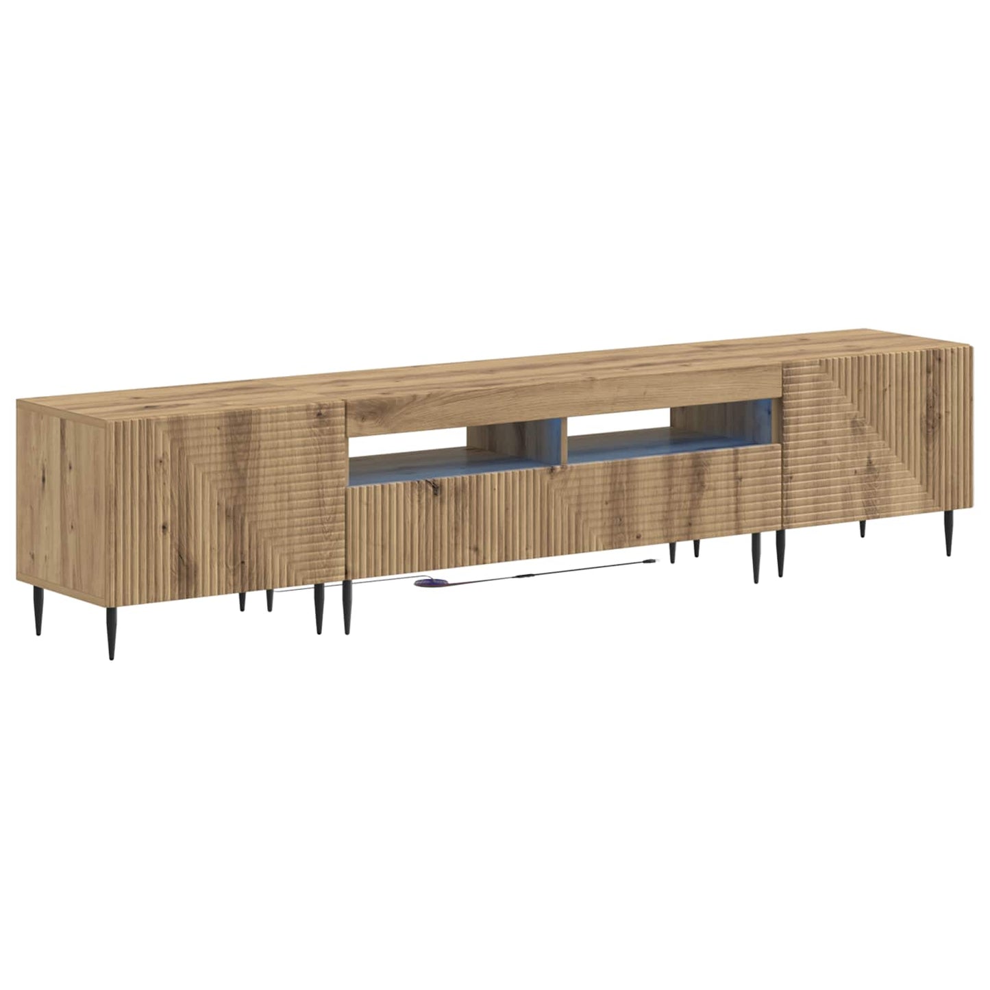 3-delige LED TV-kast Artisanaal eiken Bewerkt hout