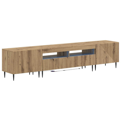 3-delige LED TV-kast Artisanaal eiken Bewerkt hout