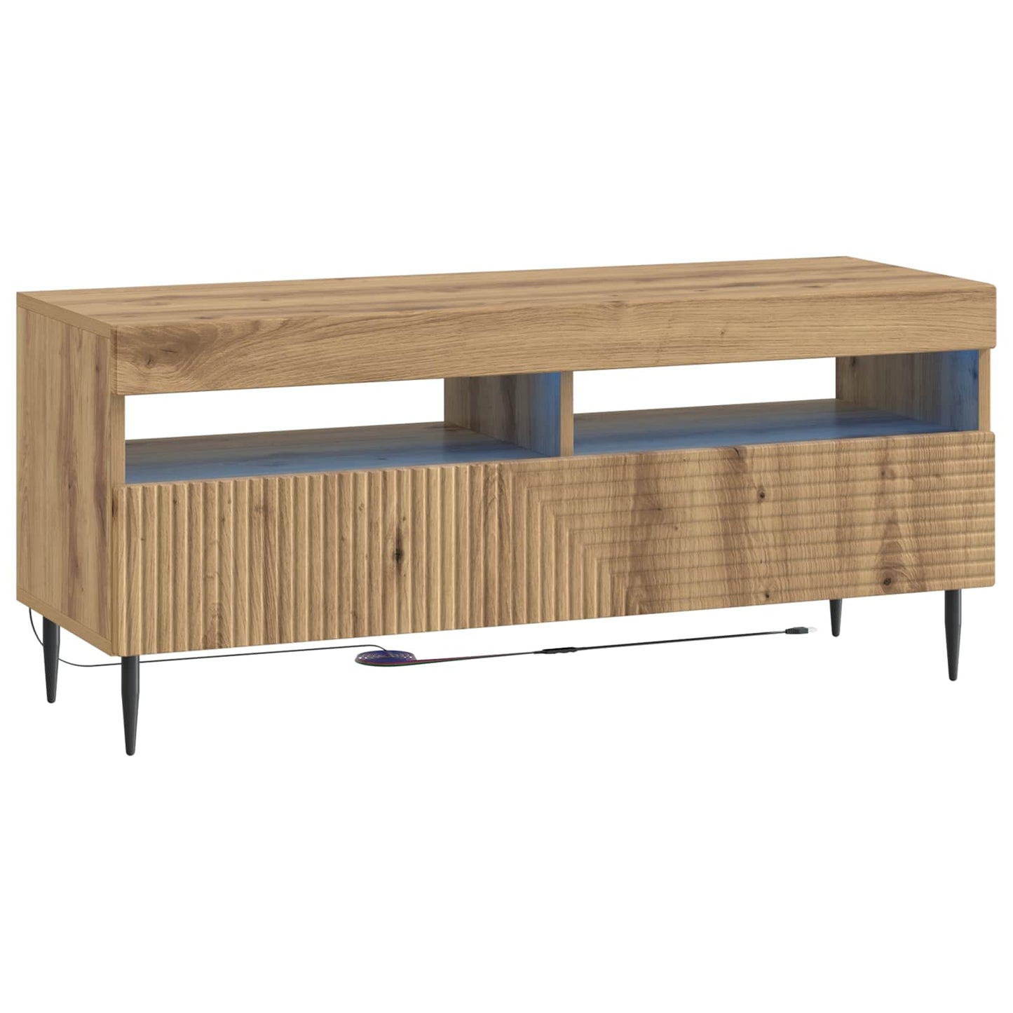 3-delige LED TV-kast Artisanaal eiken Bewerkt hout
