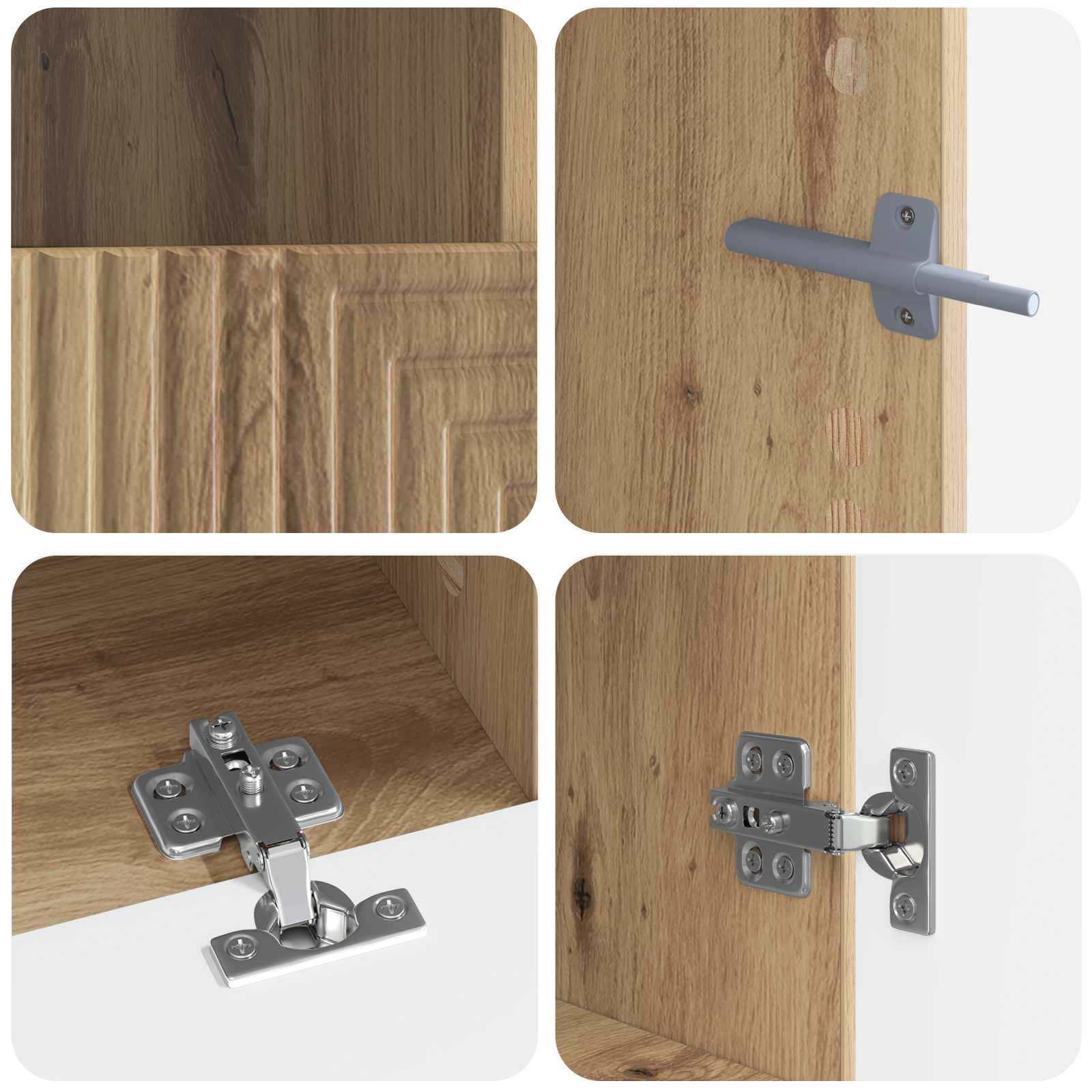 3-delige LED TV-kast Artisanaal eiken Bewerkt hout