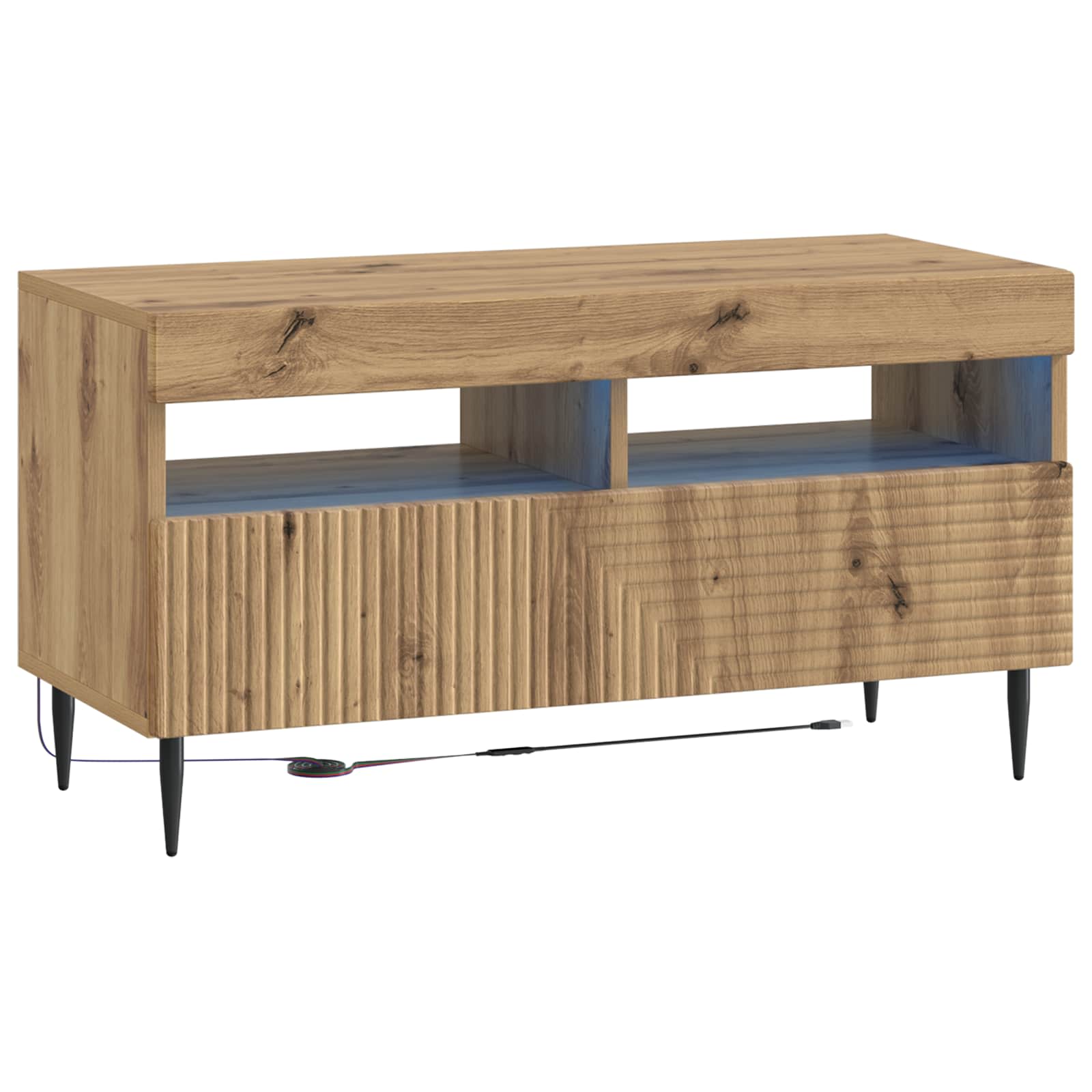 3-delige LED TV-kast Artisanaal eiken Bewerkt hout