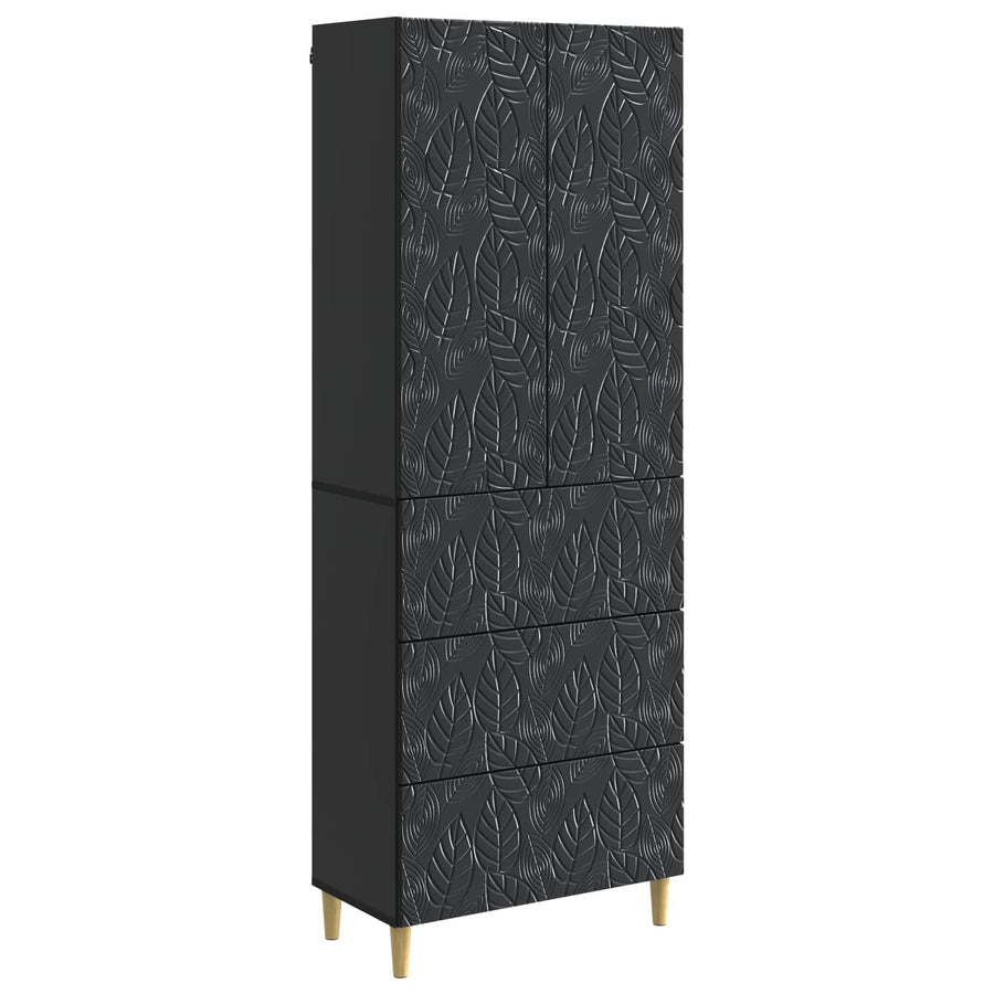 Kastenset 2 pcs Zwart 66 x 34,5 x 90 cm Bewerkt hout