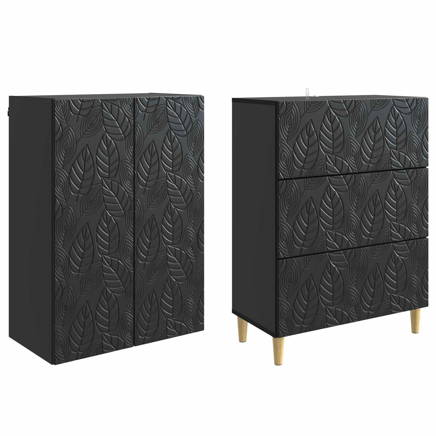Kastenset 2 pcs Zwart 66 x 34,5 x 90 cm Bewerkt hout