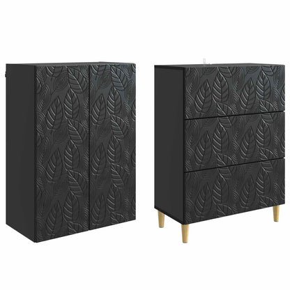 Kastenset 2 pcs Zwart 66 x 34,5 x 90 cm Bewerkt hout