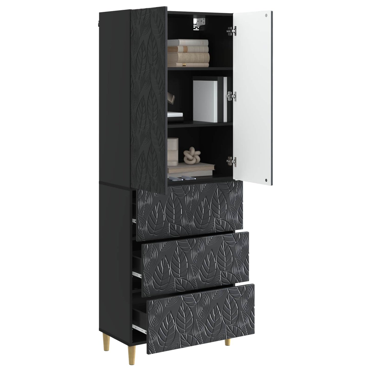 Kastenset 2 pcs Zwart 66 x 34,5 x 90 cm Bewerkt hout