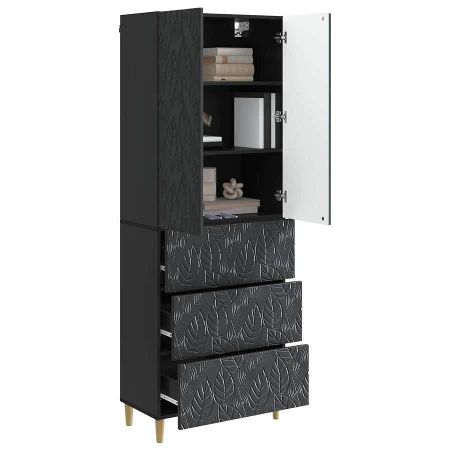 Kastenset 2 pcs Zwart 66 x 34,5 x 90 cm Bewerkt hout