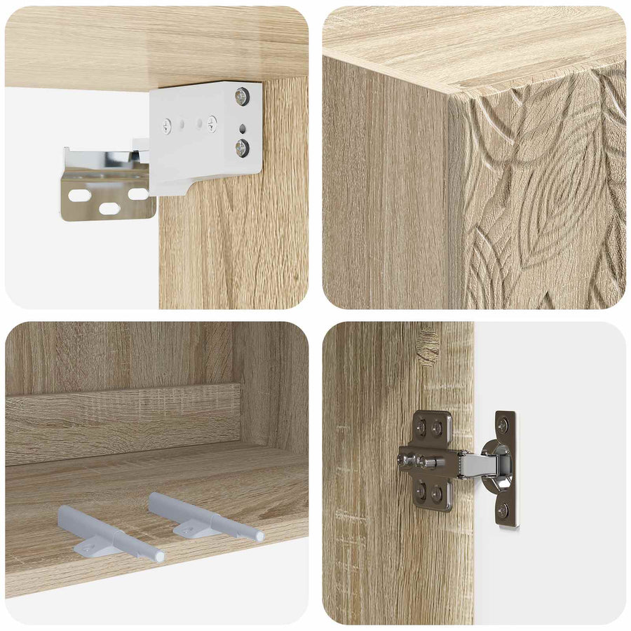 Kastenset 2 pcs Sonoma Eiken 66 x 34,5 x 90 cm Bewerkt hout