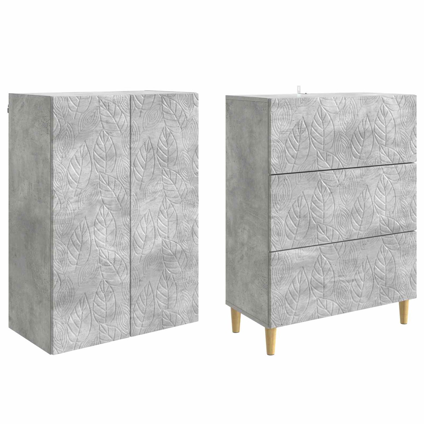 Kastenset 2 pcs Betongrijs 66 x 34,5 x 90 cm Bewerkt hout