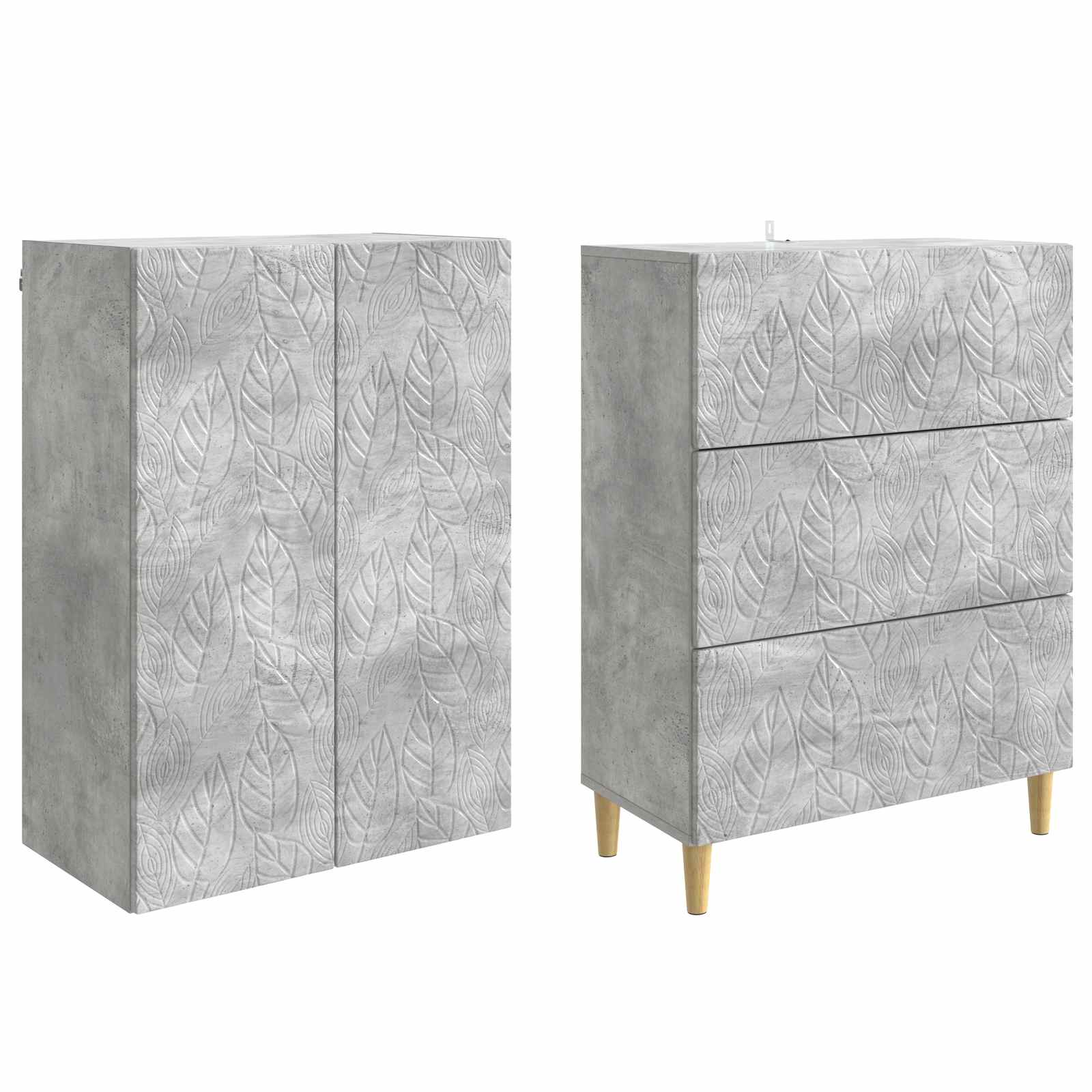 Kastenset 2 pcs Betongrijs 66 x 34,5 x 90 cm Bewerkt hout