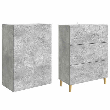 Kastenset 2 pcs Betongrijs 66 x 34,5 x 90 cm Bewerkt hout