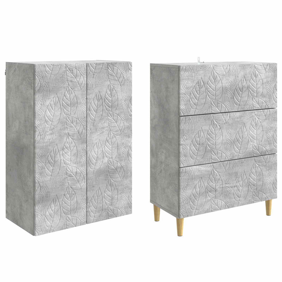 Kastenset 2 pcs Betongrijs 66 x 34,5 x 90 cm Bewerkt hout