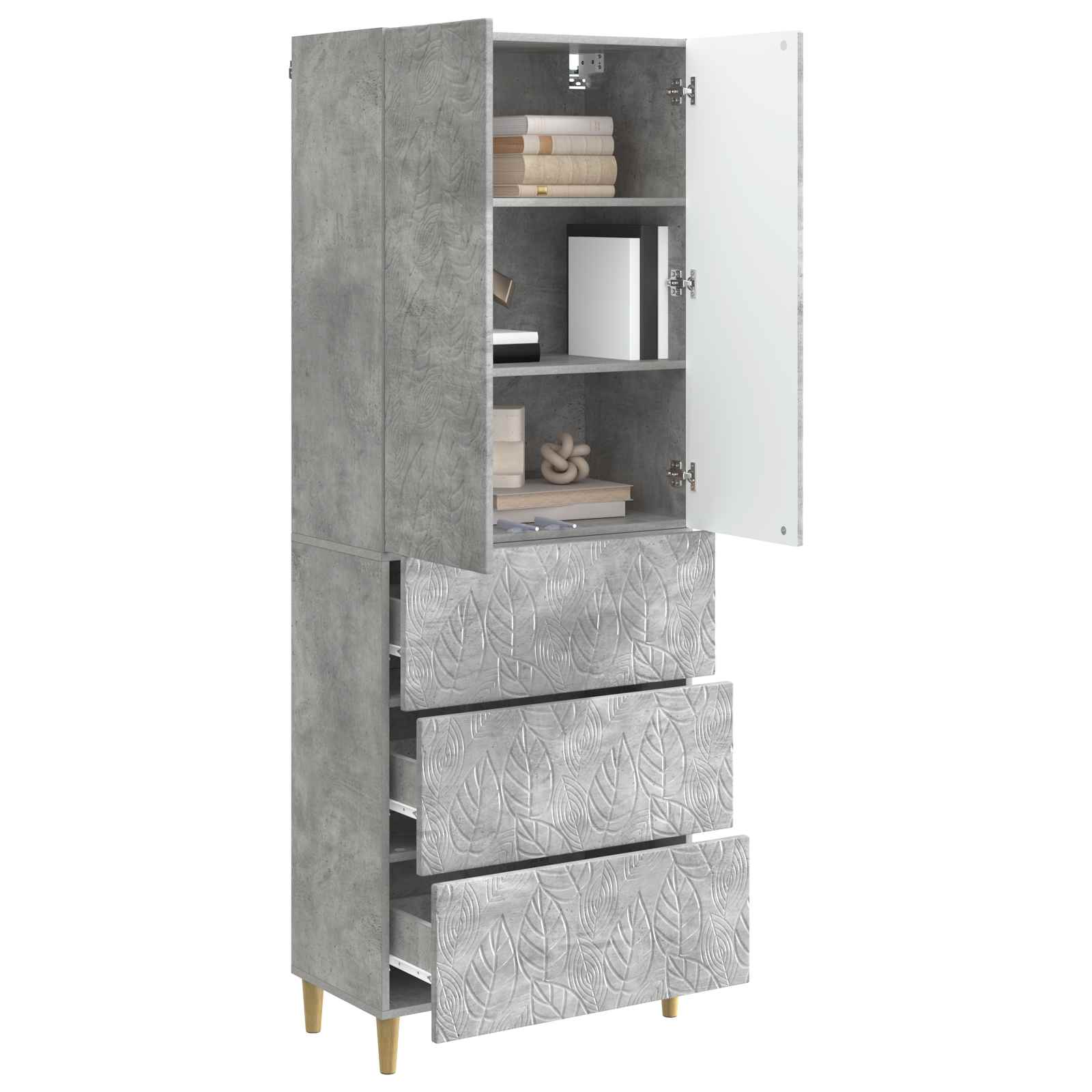 Kastenset 2 pcs Betongrijs 66 x 34,5 x 90 cm Bewerkt hout