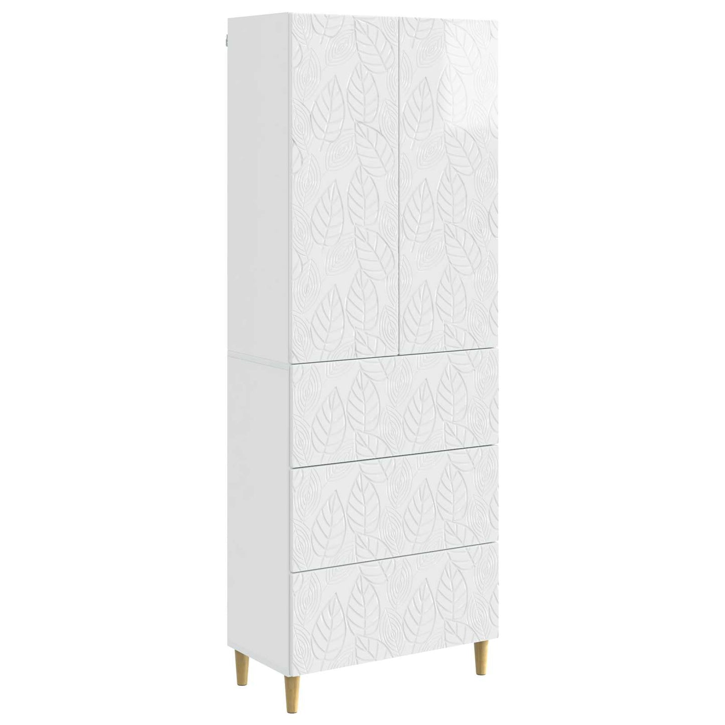 Kastenset 2 pcs Hoogglans Wit 66 x 34,5 x 90 cm Bewerkt hout