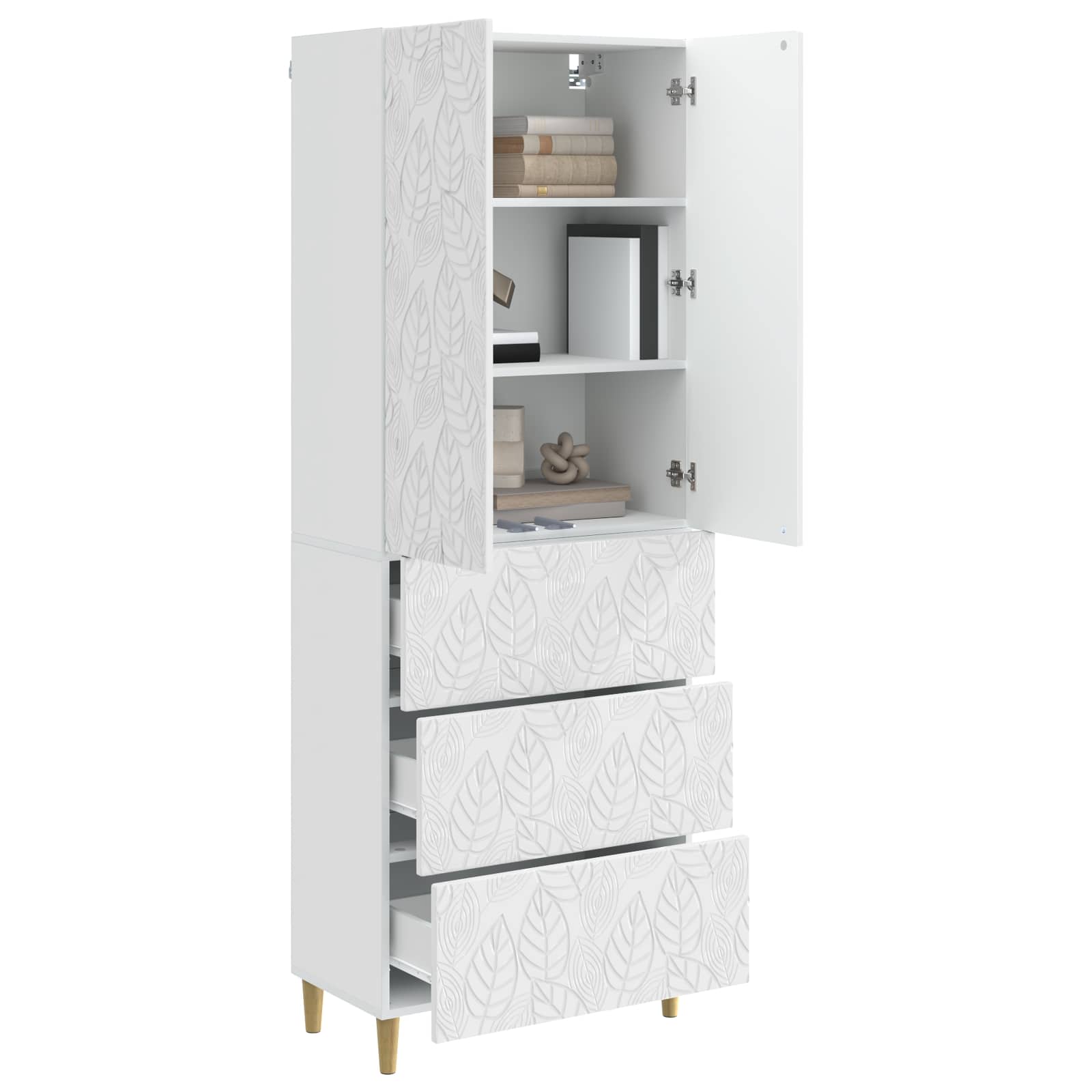 Kastenset 2 pcs Hoogglans Wit 66 x 34,5 x 90 cm Bewerkt hout