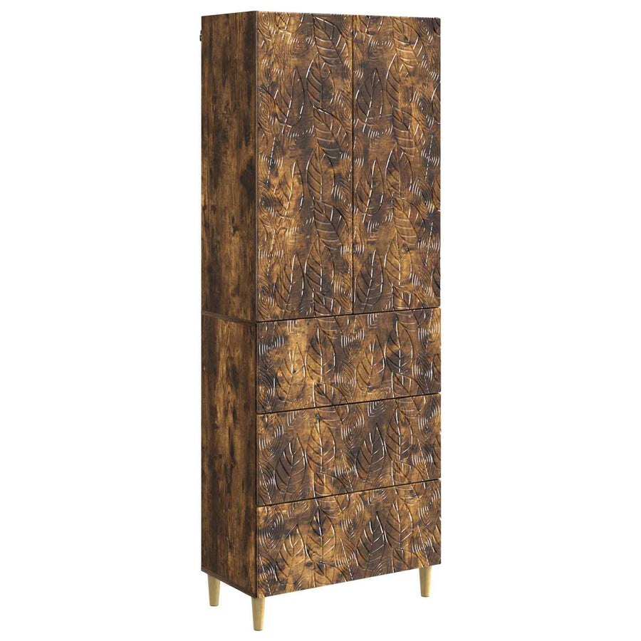 Kastenset 2 pcs Gerookt eiken 66 x 34,5 x 90 cm Bewerkt hout
