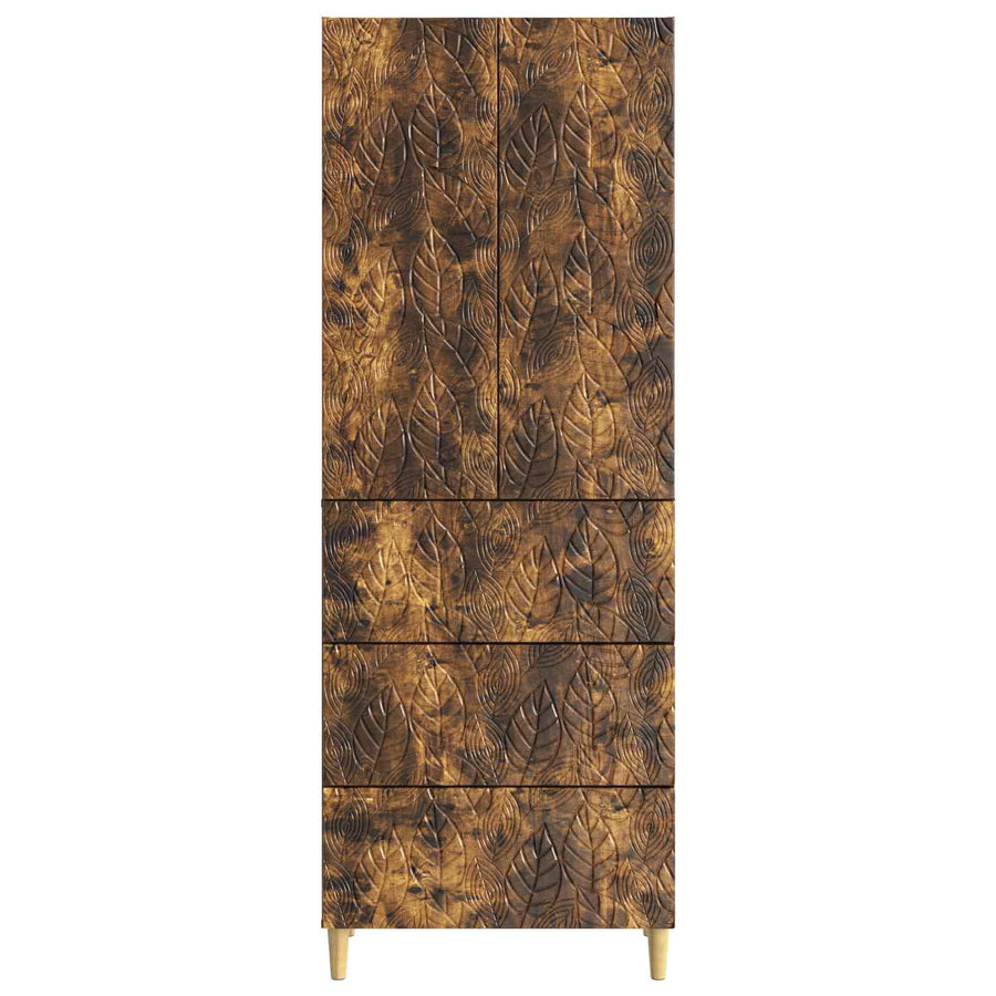 Kastenset 2 pcs Gerookt eiken 66 x 34,5 x 90 cm Bewerkt hout