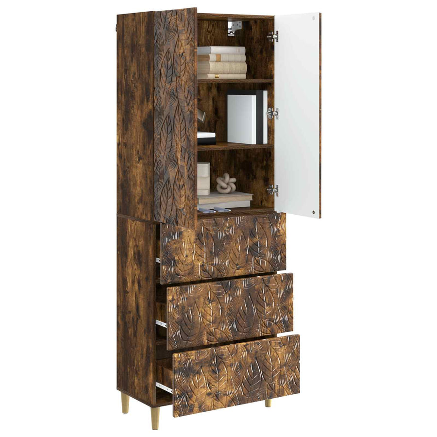 Kastenset 2 pcs Gerookt eiken 66 x 34,5 x 90 cm Bewerkt hout