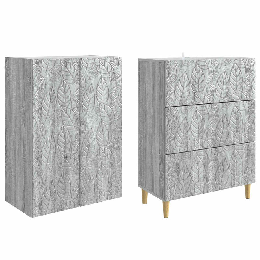 Kastenset 2 pcs Grijs Sonoma 66 x 34,5 x 90 cm Bewerkt hout