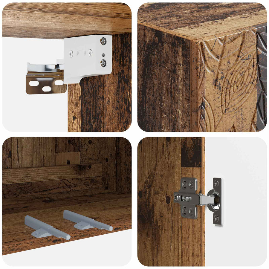 Kastenset 2 pcs Oud hout 66 x 34,5 x 90 cm Bewerkt hout