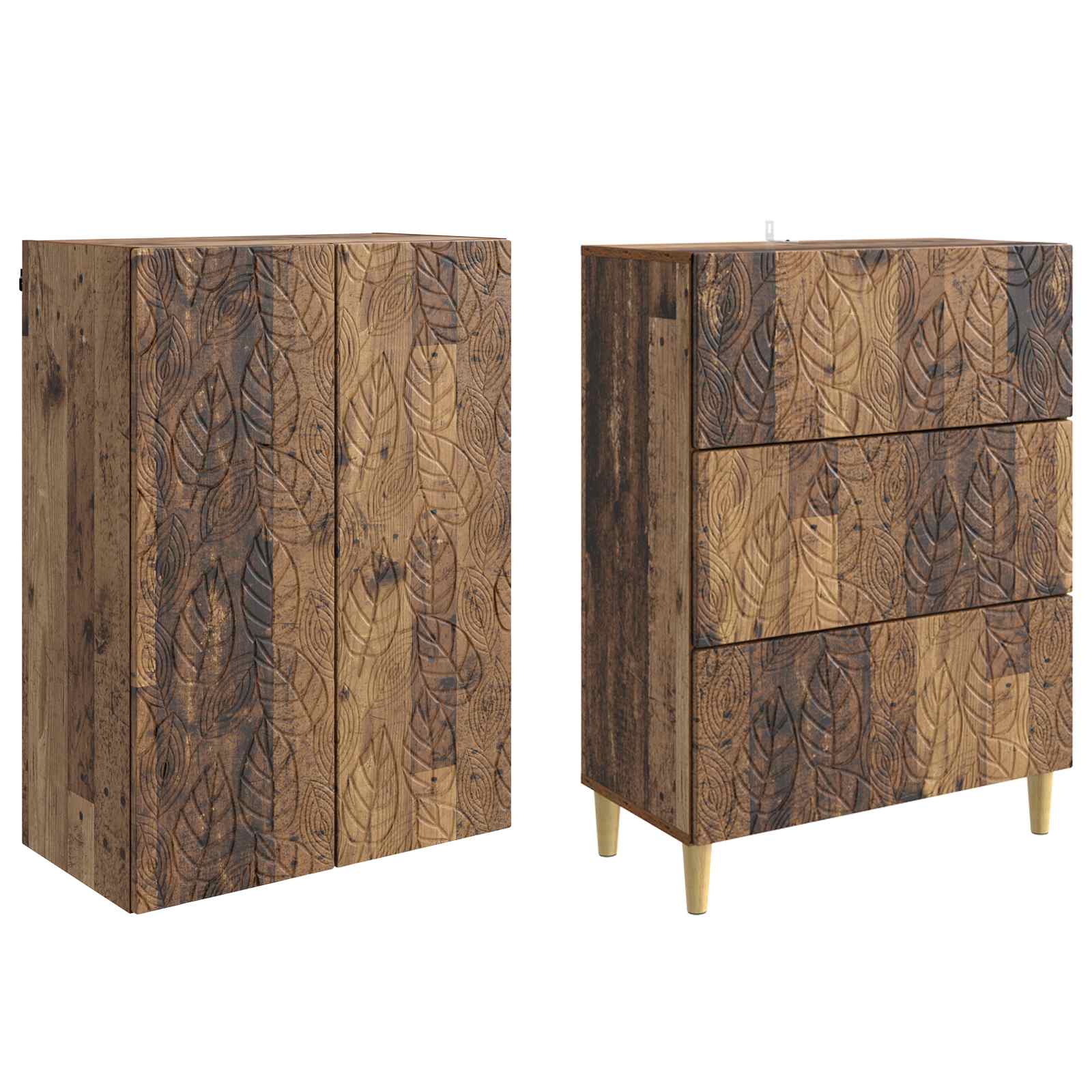 Kastenset 2 pcs Oud hout 66 x 34,5 x 90 cm Bewerkt hout