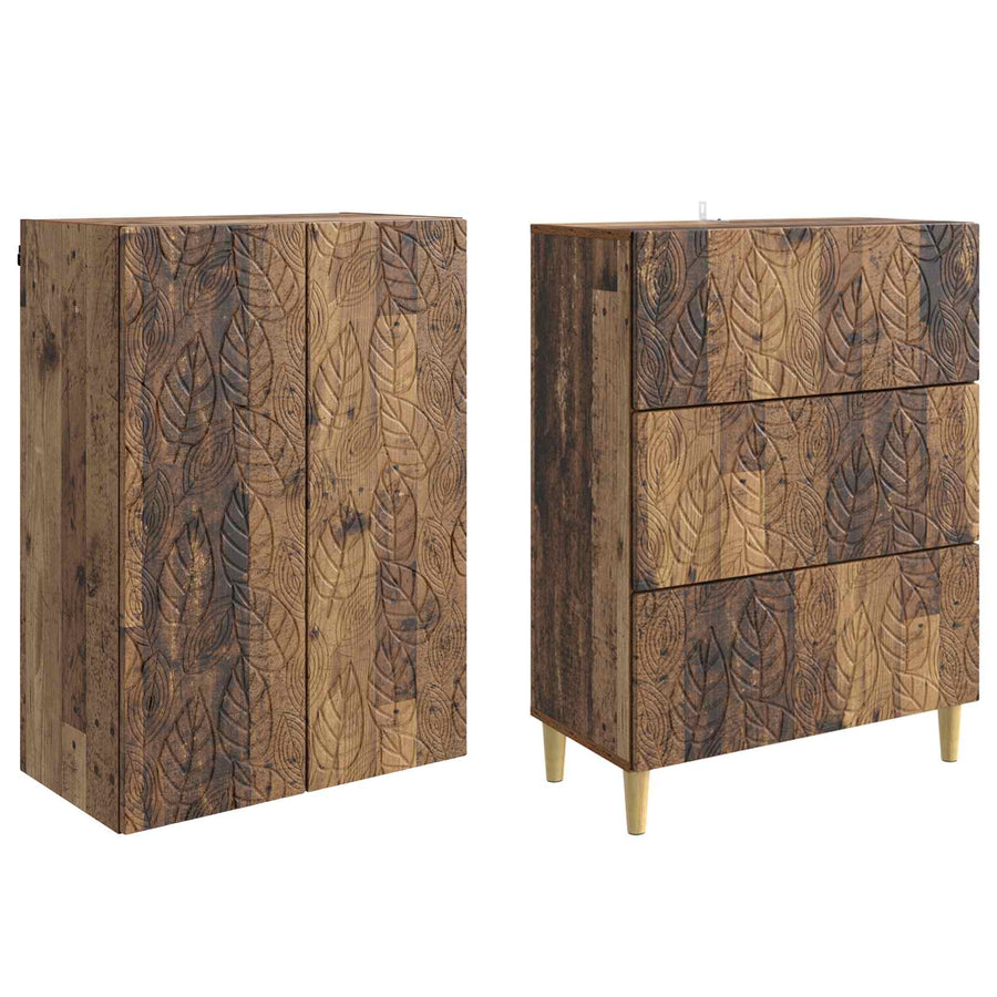 Kastenset 2 pcs Oud hout 66 x 34,5 x 90 cm Bewerkt hout