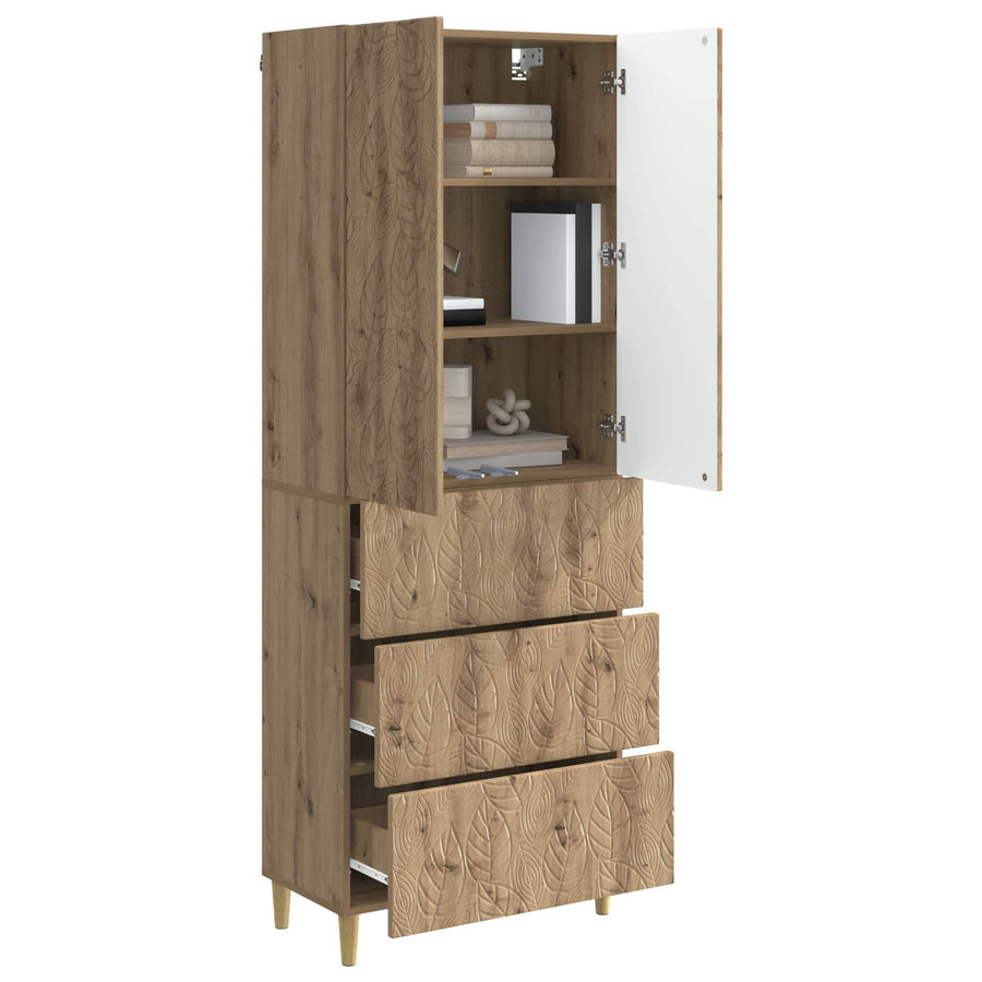 Kastenset 2 pcs Artisanaal eiken 66 x 34,5 x 90 cm Bewerkt hout